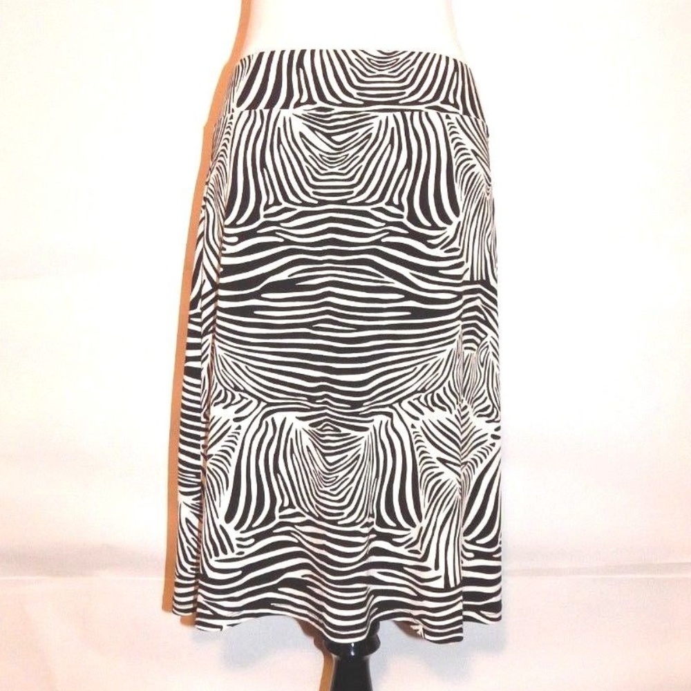 Merona Black White Zebra Animal Print Modest Skirt